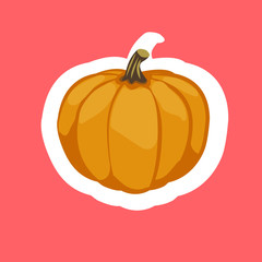 Halloween pumpkins - stickers on red background