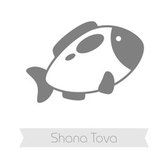 Fish. Rosh Hashanah icon. Shana tova