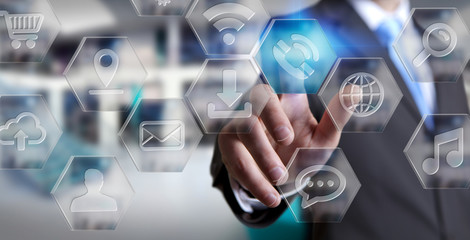 Businessman using modern digital applications interface