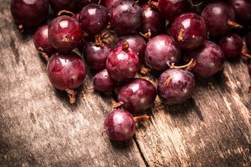 Summer fresh berries , healthy food , wooden background