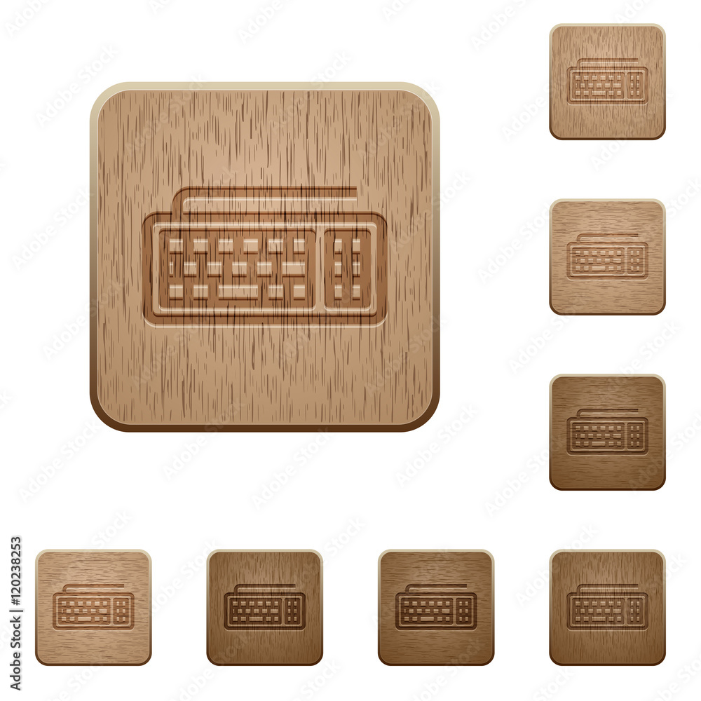Poster computer keyboard wooden buttons