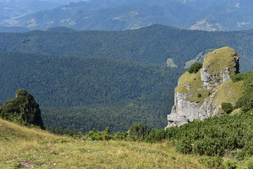 Fototapeta na wymiar Mountain landscape. Ceahlau mountains, Eastern Carpathians, Roma
