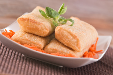 Vegetable spring rolls.