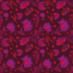 Fototapeta na wymiar Abstract flowers seamless pattern background or texture.