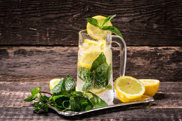 Freshness drink  on wooden table , healthy concept
