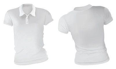 Women White Polo Shirts Template