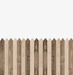 Fototapeta premium Wooden fence texture background with copy space, isolated on white background