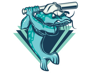 Sport Baseball Team Emblem Mud Catfish Logo