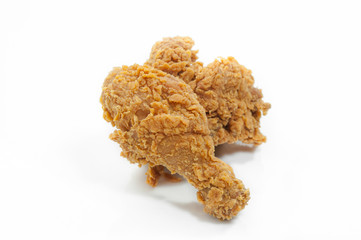 fried chicken isolated white background.