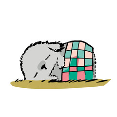 Illustration with a cute dog sleeping.