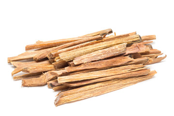 pile of fatwood on white background