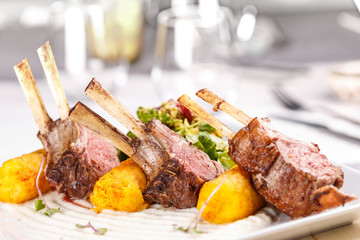 Roasted rack of lamb chops