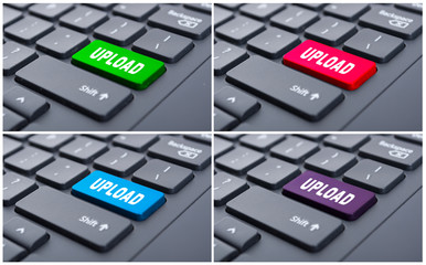 Colorful buttons with upload text