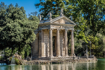 Tempio di Esculapio (1786) at Villa Borghese Park. Rome, Italy.