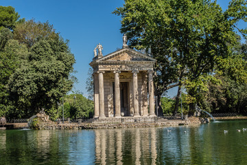 Tempio di Esculapio (1786) at Villa Borghese Park. Rome, Italy.