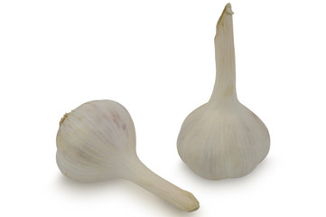 Two garlic isolated on white background 