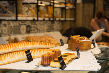 Bakery present different types of cake or pastry