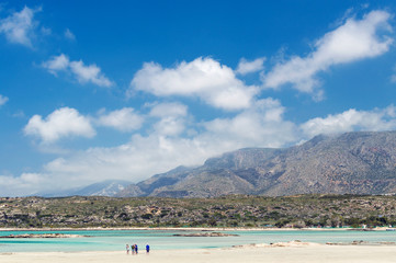 Fototapeta na wymiar Mountains near with a sandy beach Elafonisi