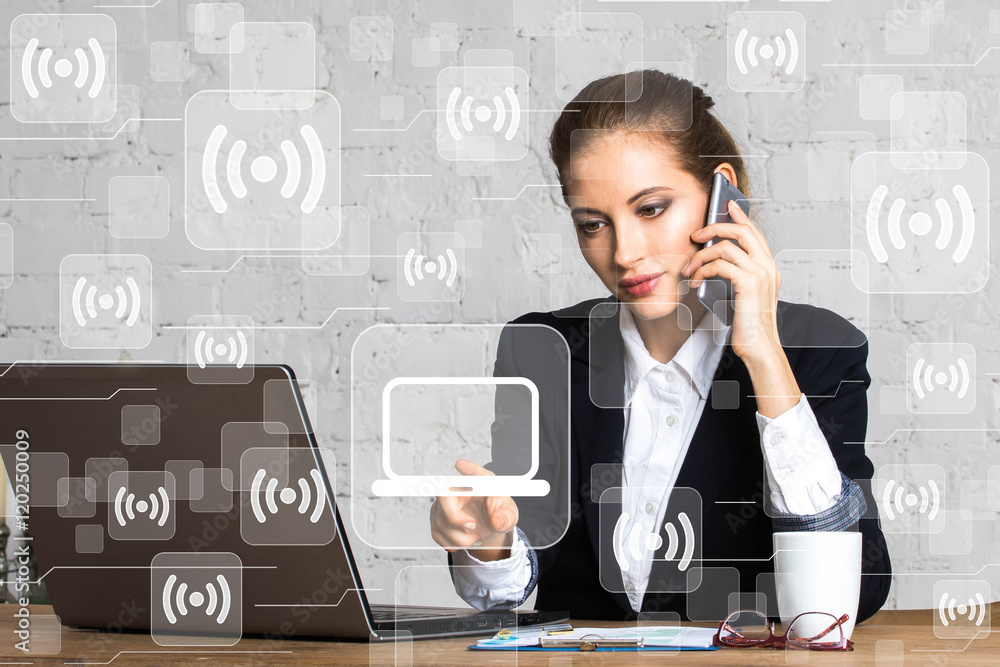 Poster social network wifi business button media computer web