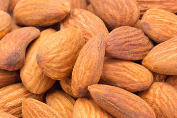 Close up of almond nuts, filled the frame