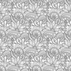Vector Seamless Monochrome Floral Pattern