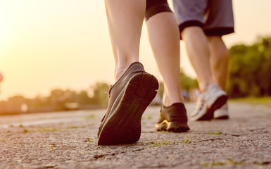 Closeup of sole shoe at sunset