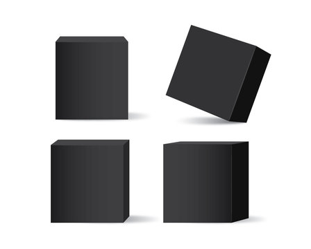 Vector black box collection isolated on white background. Ideal for mock up of packaging or other job.