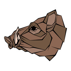 Wild boar head vector illustration style flat  geometric