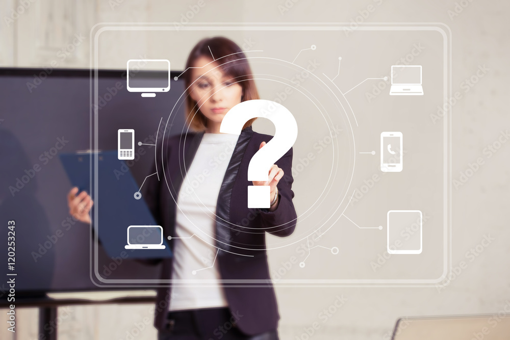 Poster business button question computer network