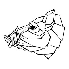 Wild boar head vector illustration style geometric
