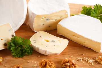 Camembert on cutting board