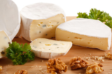 Camembert on cutting board