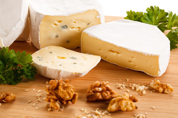 Camembert on cutting board