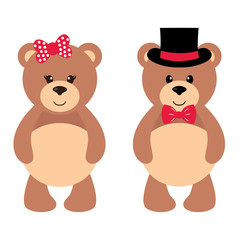 Fototapeta premium cartoon bear girl and boy vector