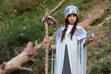 Shaman with Staff and glass ball outdoor