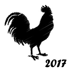 Greeting card with decorative Rooster. Vector illustration.