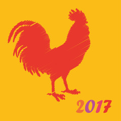 Greeting card with decorative Rooster. Vector illustration.