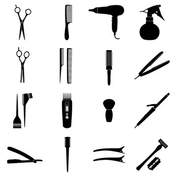 Set of icons of hairdresser tools, vector illustration