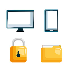 set technology data digital security design vector illustration eps 10