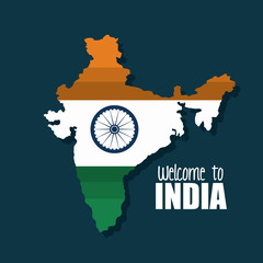 welcome map india country design vector illustration eps 10