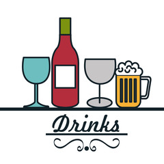 set drinks glass cup design vector illustration eps 10