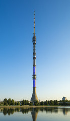 Fototapeta na wymiar Ostankino tower and elevated rapid transit system in Moscow, Russia