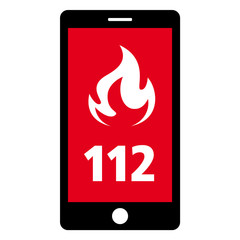 notruf 112 smartphone feuerwehr neg - obrazy, fototapety, plakaty