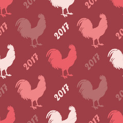 Seamless vector background with decorative roosters. Print. Cloth design, wallpaper.