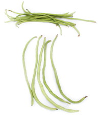 Fresh long beans,cow-peas,yardlong bean on white background.