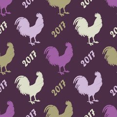 Fototapeta na wymiar Seamless vector background with decorative roosters. Print. Cloth design, wallpaper.