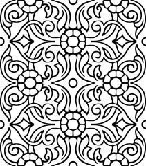 Vintage Vector hand-drawn seamless pattern with ethnic floral ornament.