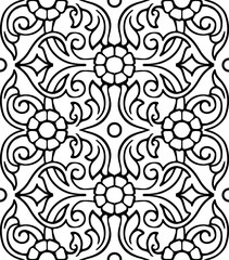 Vintage Vector hand-drawn seamless pattern with ethnic floral ornament.