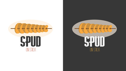 flat cartoon logo image for fried chips on a stick