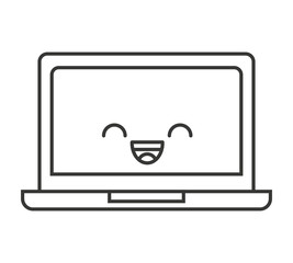 laptop computer character kawaii vector illustration design